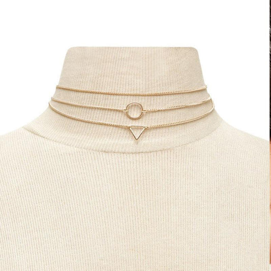 Shangxin Triangular Necklace Round Necklace Ornament Geometric Necklace Necklace Three Sets