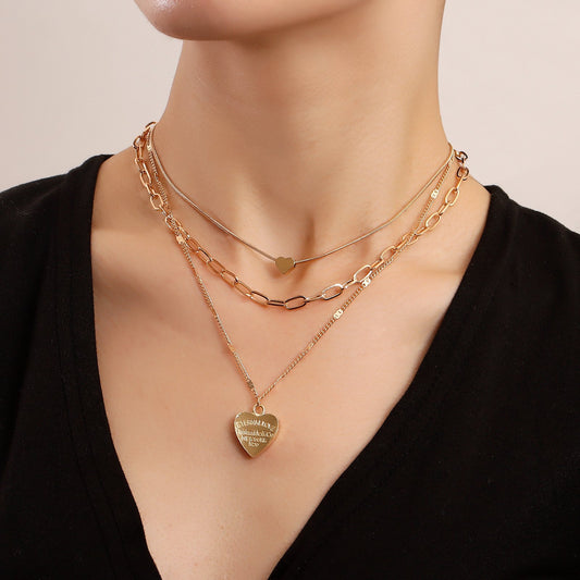 Jewelry Valentine's Day engraved 52 letters love pendant necklace female trend multi-layer ins necklace