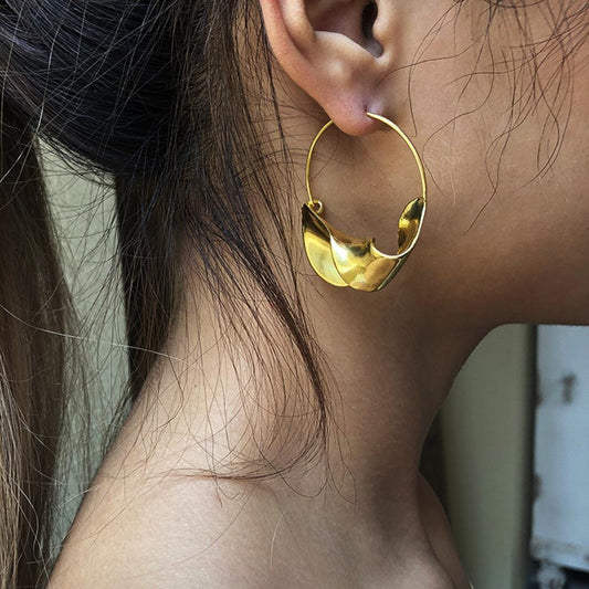 E8696 Exaggerated Alloy Earrings Women's Creative Geometric Big Circle Earrings Personalized Punk Earrings