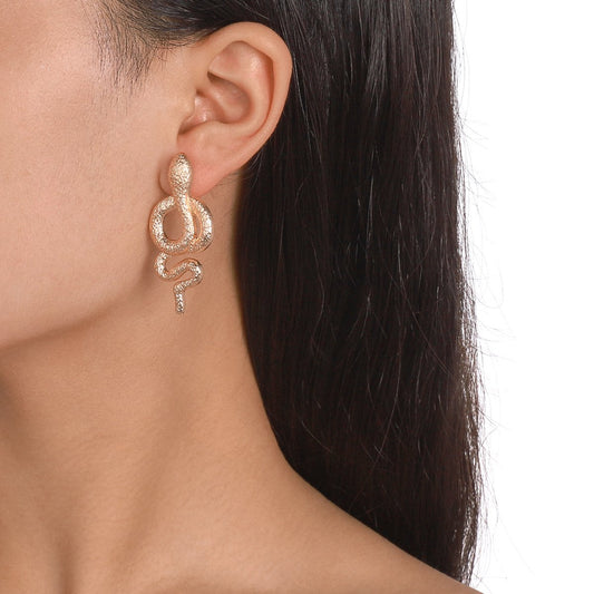 E1766 Personality Exaggerated Snake Earrings Metal Irregular Earrings Retro Punk Street Earrings