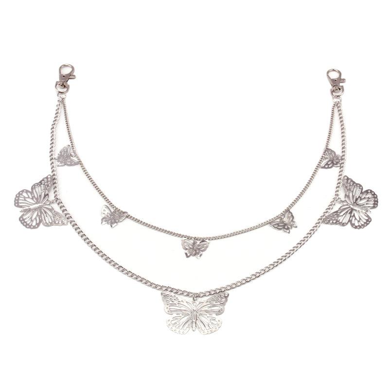 Waist chain female ins net red all-match double-layer retro butterfly pants chain super hot hip-hop multi-layer butterfly necklace accessories trendy