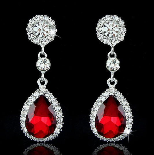 Fashion Shiny Drop Shaped Crystal Earrings Versatile Sweet Earrings Famous Ear Jewelry