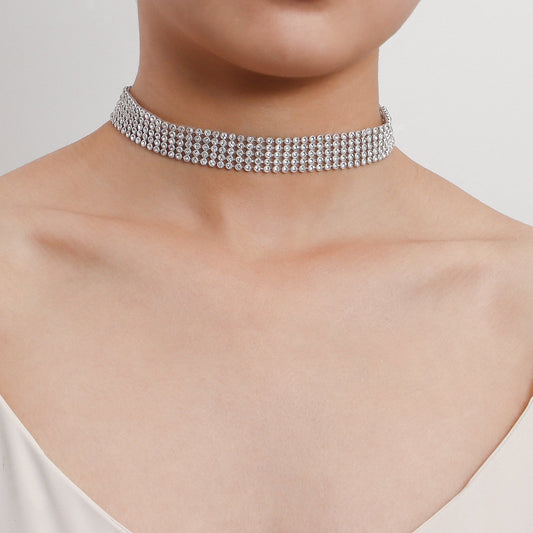 choker personality night beam neck necklace short collarbone necklace elements multi-layer diamond necklace