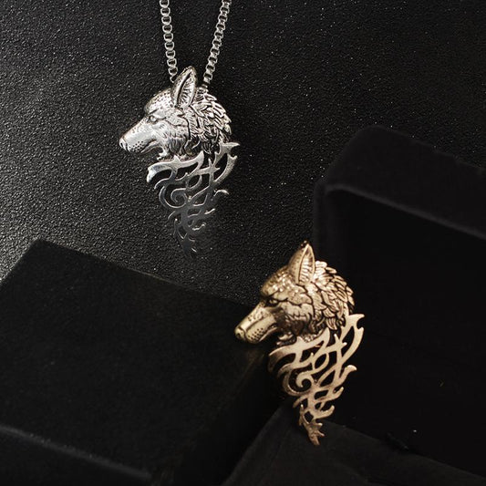 Retro Domineering Wolf Head Necklace Original Fashion Personality Metal Animal Sweater Chain Necklace Can Be Authorized