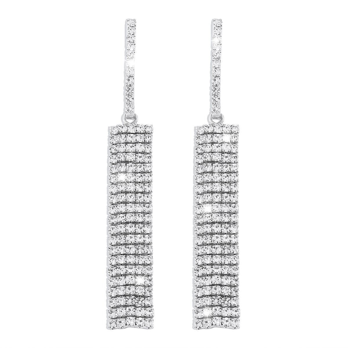 E185 Exaggerated Rhinestone Light Luxury Personality Earrings Temperament Long Earrings Cold Internet Celebrity Earrings Female