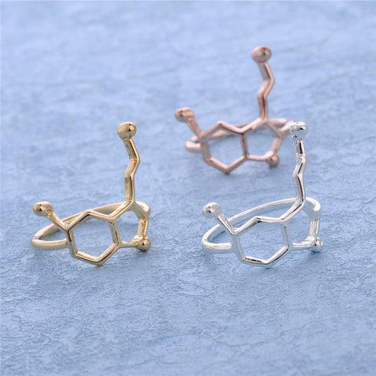 Explosive Nurse Doctor Chemical Molecular Ring Personality Simple Geometric Electroplating Alloy Women's Jewelry