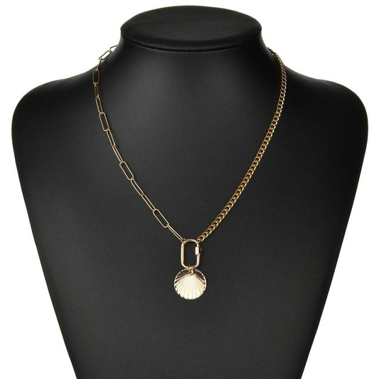 Vintage Brass Lock Necklace Fashion Asymmetric Chain Clavicle Chain Necklace Accessories