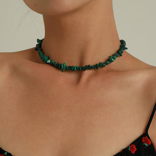 Jewelry fashion simple short green turquoise necklace femininity versatile personality exaggerated necklace