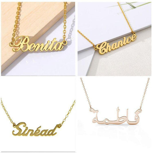 Trendy stainless steel cutting necklace titanium steel personalized English letter name lettering love pendant clavicle chain