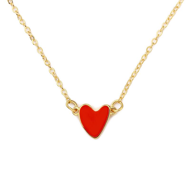 American designer JellyGirl girl heart red drip oil simple double love clavicle chain necklace