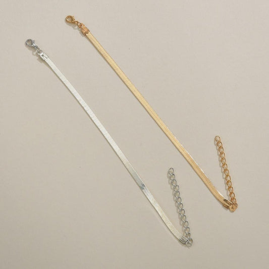 Popular Two-Tone Double Layer Snake Chain Bracelet Simple Layered Bracelet Accessories