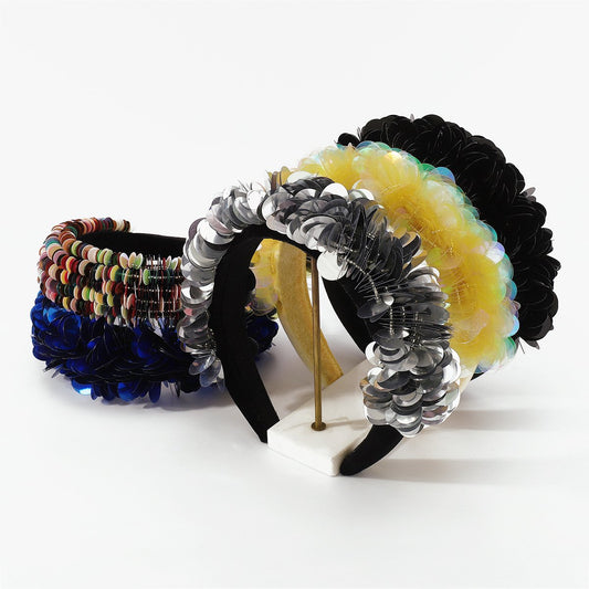 F3635 jewelry exaggerated sequins colorful headband wide-brimmed personality prom catwalk personality hair hoop female