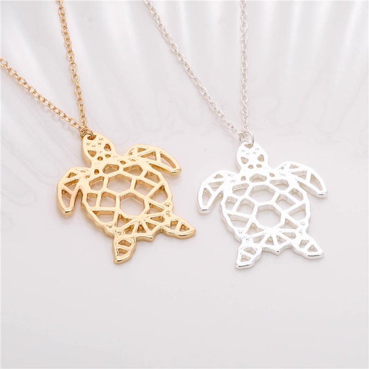 Jewelry Hollow Small Turtle Necklace Pendant Electroplated Gold Silver Alloy Necklace