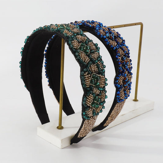 F4459 Baroque retro light luxury headband imitation crystal beaded heavy industry palace exaggerated dinner headband