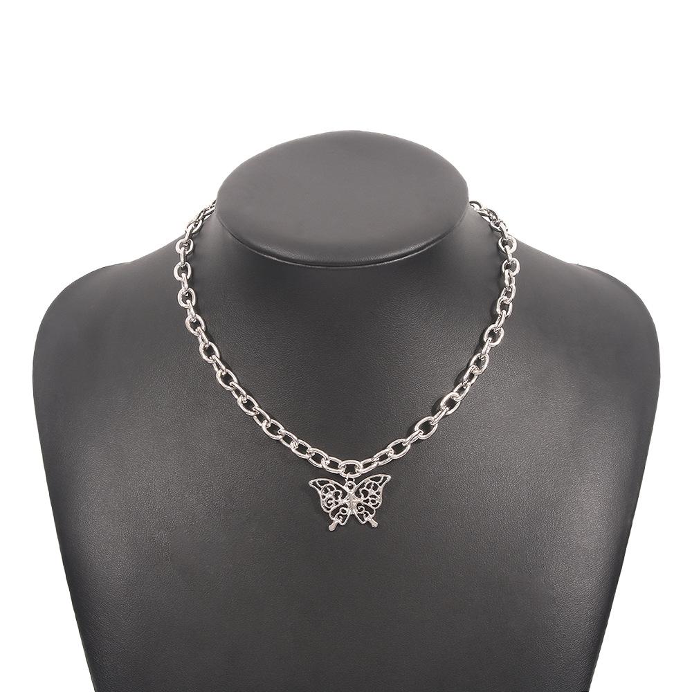 N9521 Simple Chain Necklace Creative Hollow Butterfly Fashion Necklace Exaggerated Punk Hip Hop Necklace