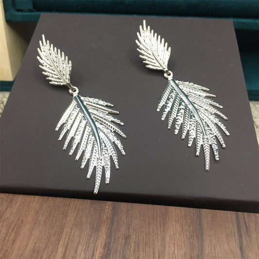 Summer cool geometric double leaf earrings night party exaggerated atmosphere jewelry