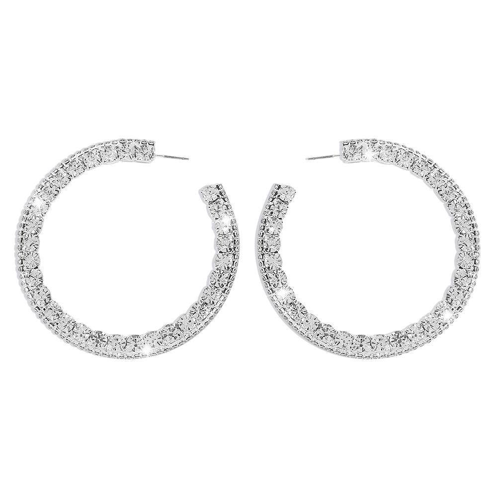 E1341 French exaggerated net red earrings full of diamonds C-shaped fashionable modern earbuds retro show light luxury earrings for women