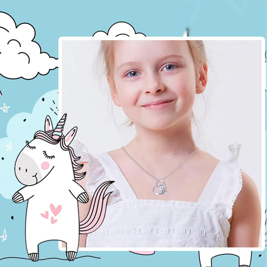 Love Children Pendant Necklace Female Jewelry Unicorn Cartoon Clavicle Chain Gift