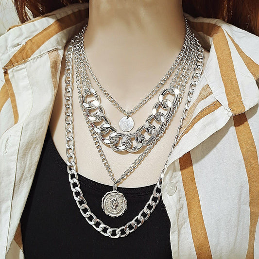 Jewelry retro multi-layer chain lace image necklace female personality multi-layer sweater chain