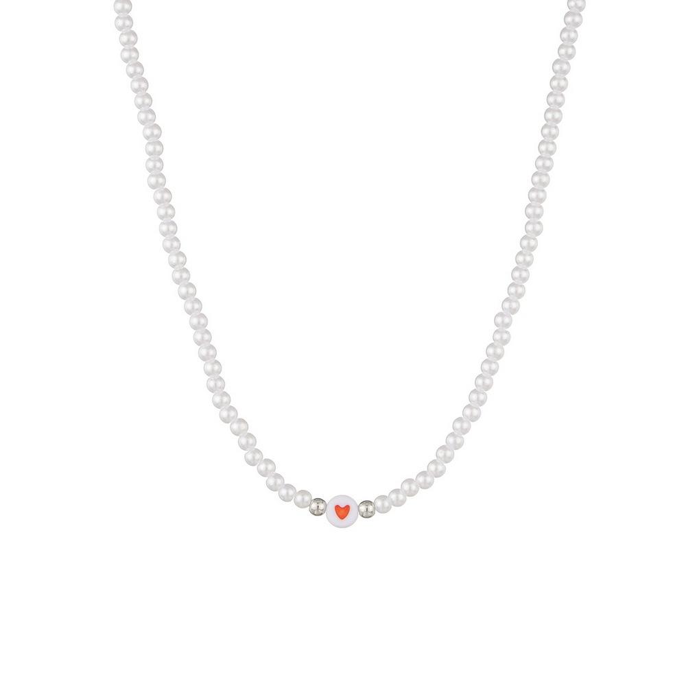 Fashion Peach Heart Clavicle Chain Necklace Elegant Temperament Imitation Pearl Necklace Jewelry