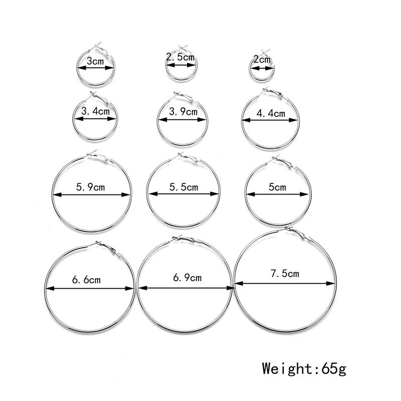 Exaggerated Metal Large Hoop Earrings Set Personality Night Trend Earrings 12 Pairs Combination