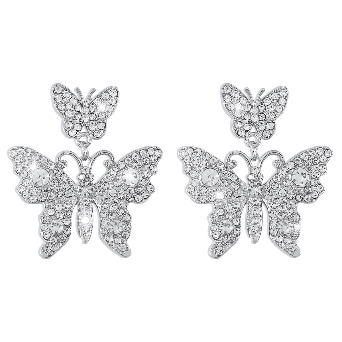 1646 Jewelry Sweet and Simple Butterfly Earrings Full of Diamond Temperament Earrings Niche Personality Cold Earrings