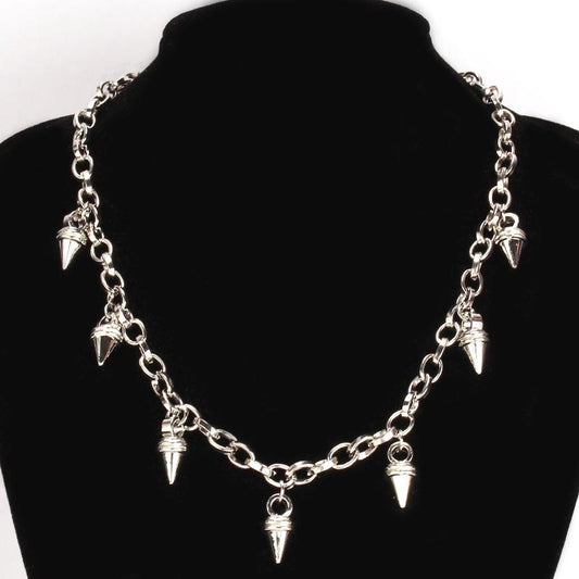 Tassel rivet necklace men's trendy street hip-hop summer women's cold necklace light luxury niche clavicle chain