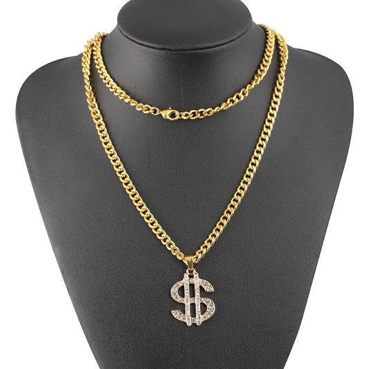 Hip-hop HIPHOP night exaggerated diamond dollar necklace dollar symbol pendant jewelry