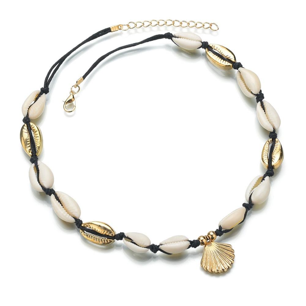 Jewelry Fashion Trendy Beach Necklace Seashell Alloy Scallop Pendant Necklace