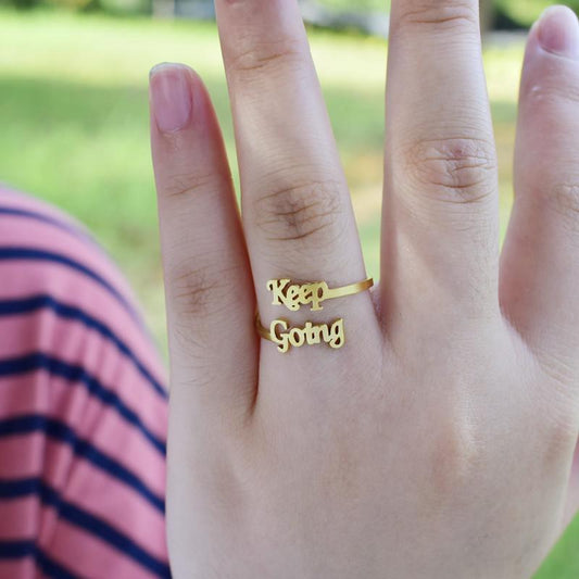 Retro Letter KeepGoing Ring Female Personality Simple Inspirational Ring
