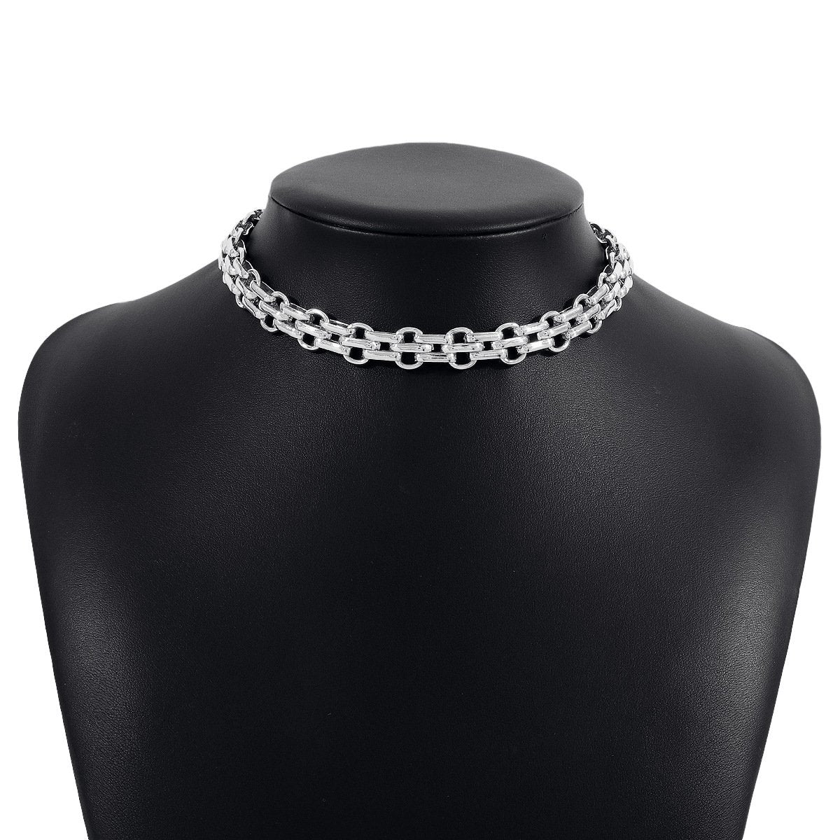 N1251 Niche Creative Double Row Embossed Necklace Personality Indifferent Elegant Necklace Light Luxury Internet Celebrity Hip Hop Necklace