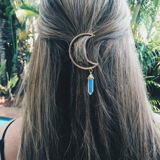 Jewelry spring and summer trendy hair accessories alloy moon hexagonal column headdress