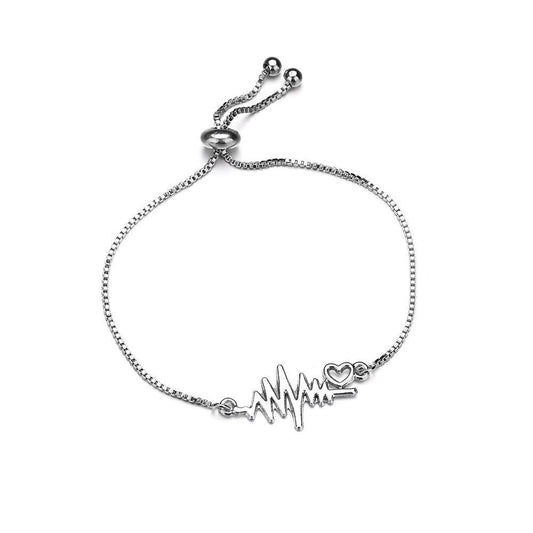 Silver Plated Alloy Wavy Bracelet Simple Adjustable Bracelet For Women