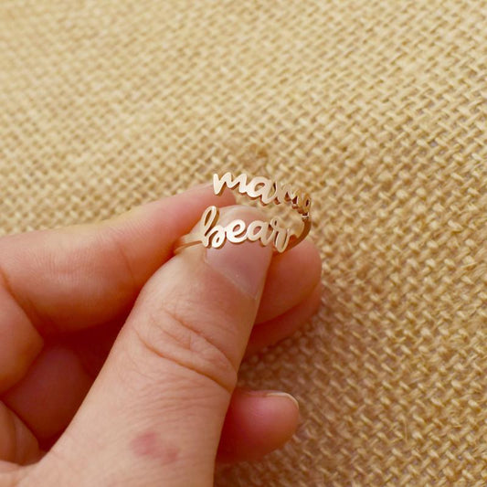 Stainless Steel MamaBear Ring Creative Letter Adjustable Ring
