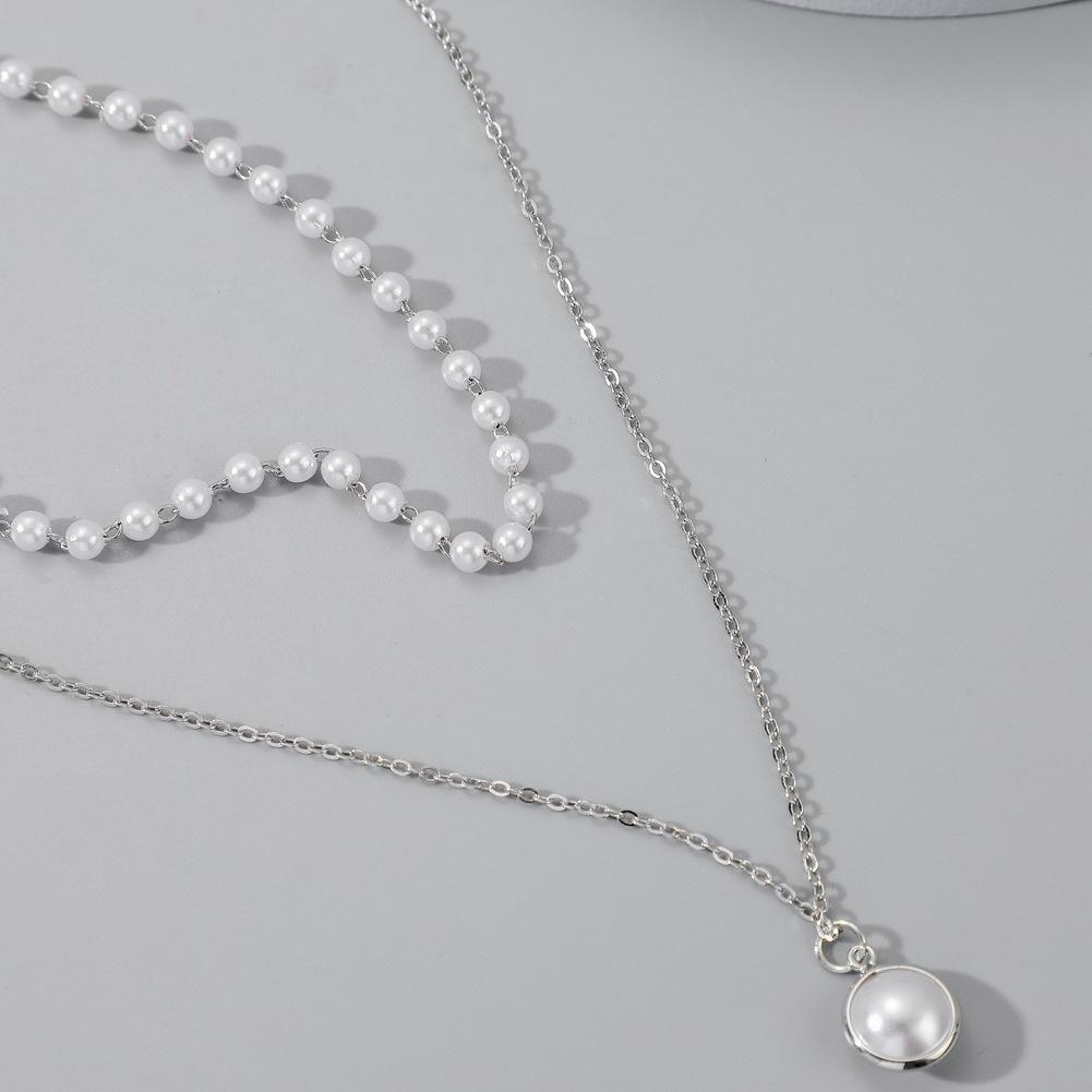 Light luxury niche simple all-match net red necklace temperament double elegant small pearl pendant