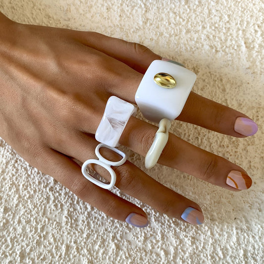 Jewelry Irregular Shaped Acrylic Set Ring Fashion Sweet Cool Chain Open Hand Jewelry Female