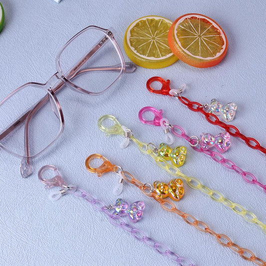 Retro color bear glasses chain non-slip anti-lost children fashion cute acrylic chain mask chain