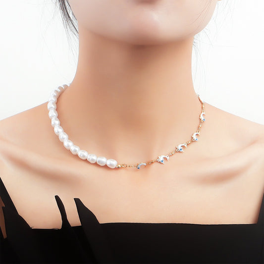 Jewelry Creative Stitching Beaded Necklace Mini Little Dolphin Necklace Fairy Beach Choker