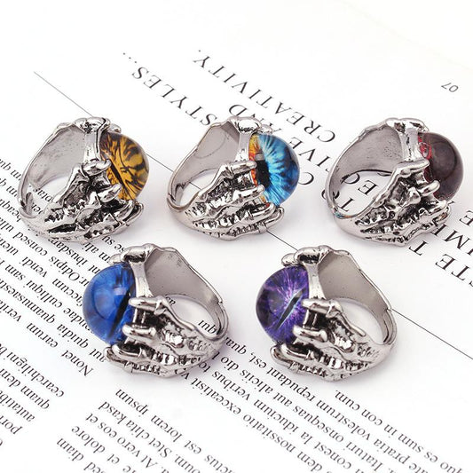 Punk retro personality wolf claw ring men's inlaid devil's eye ring