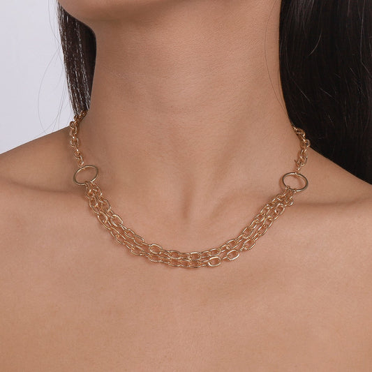 N128 Jewelry Exaggerated Metal Chain Necklace Personality Punk Hip Hop Niche Geometric Necklace