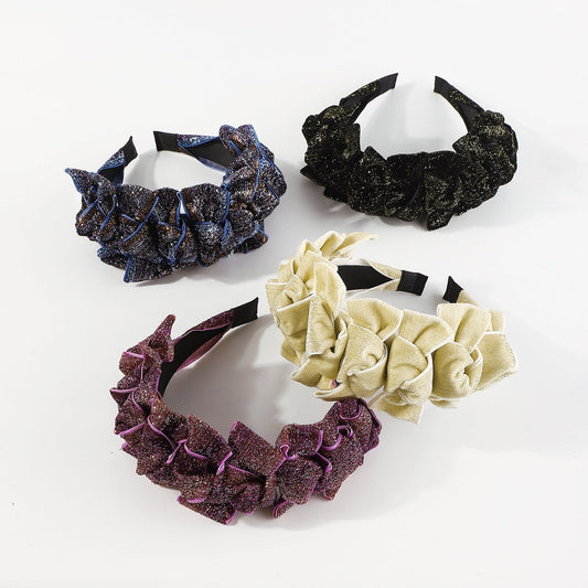 F5237 Exaggerated geometric three-dimensional fashion headband bowknot bright silk personality trendy style street style net red headband