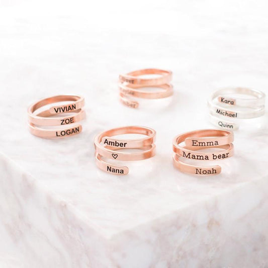 Explosive style stainless steel name custom ring creative DIY English letter marking ring