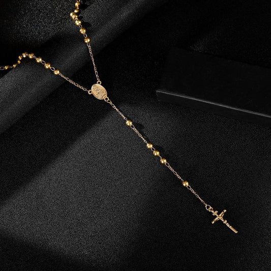 Fashion Jewelry Personality Beaded Stitching Cross Necklace Versatile Style Men's and Women's Jewelry