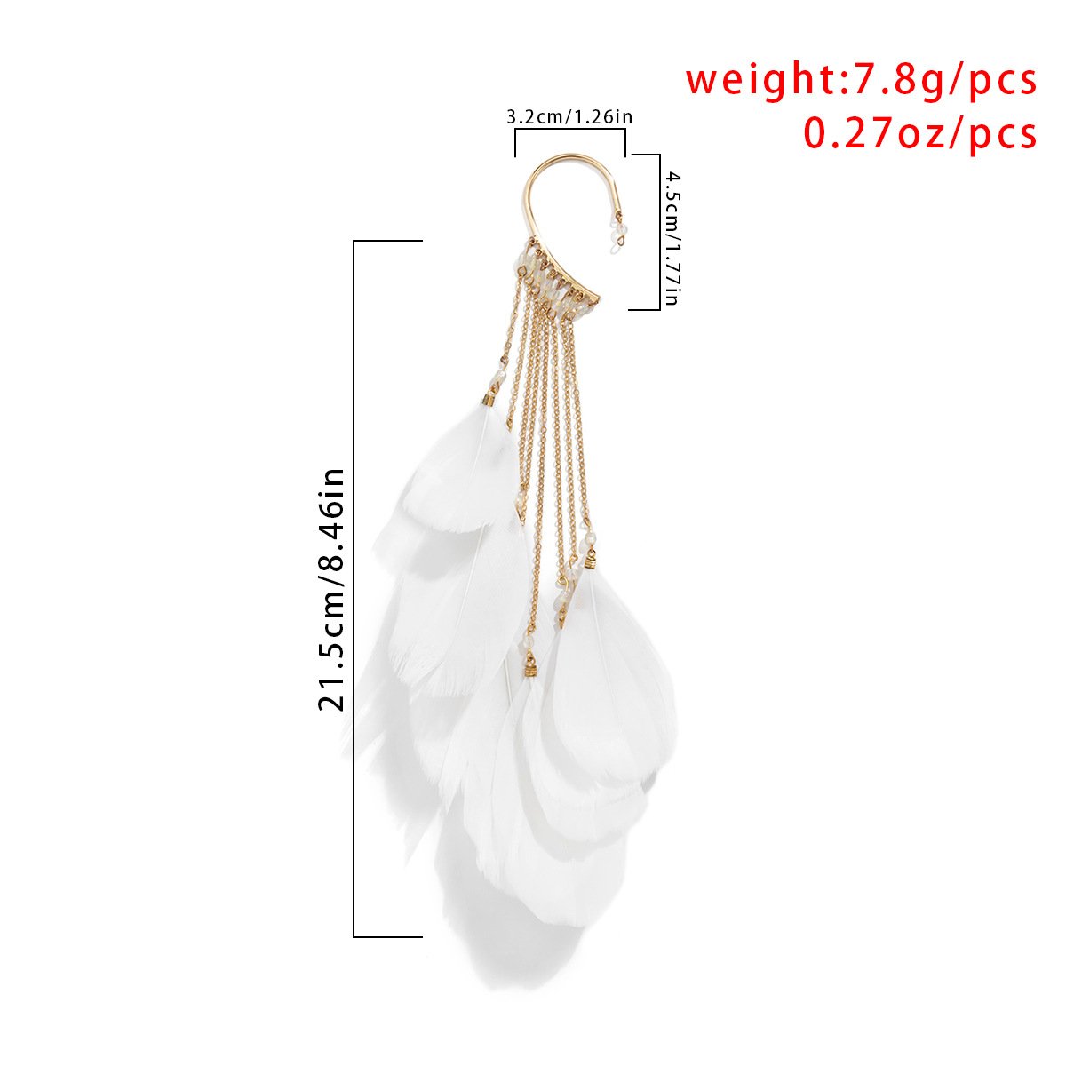Jewelry Bohemia Long Tassel Feather Earrings Temperament Geometric Chain Crystal Earrings
