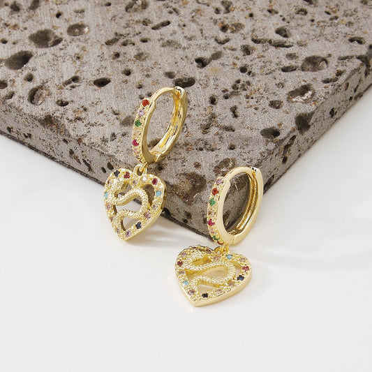 ZE54 Jewelry Retro Heart Hollow Earrings Niche Design Simple Snake Earrings