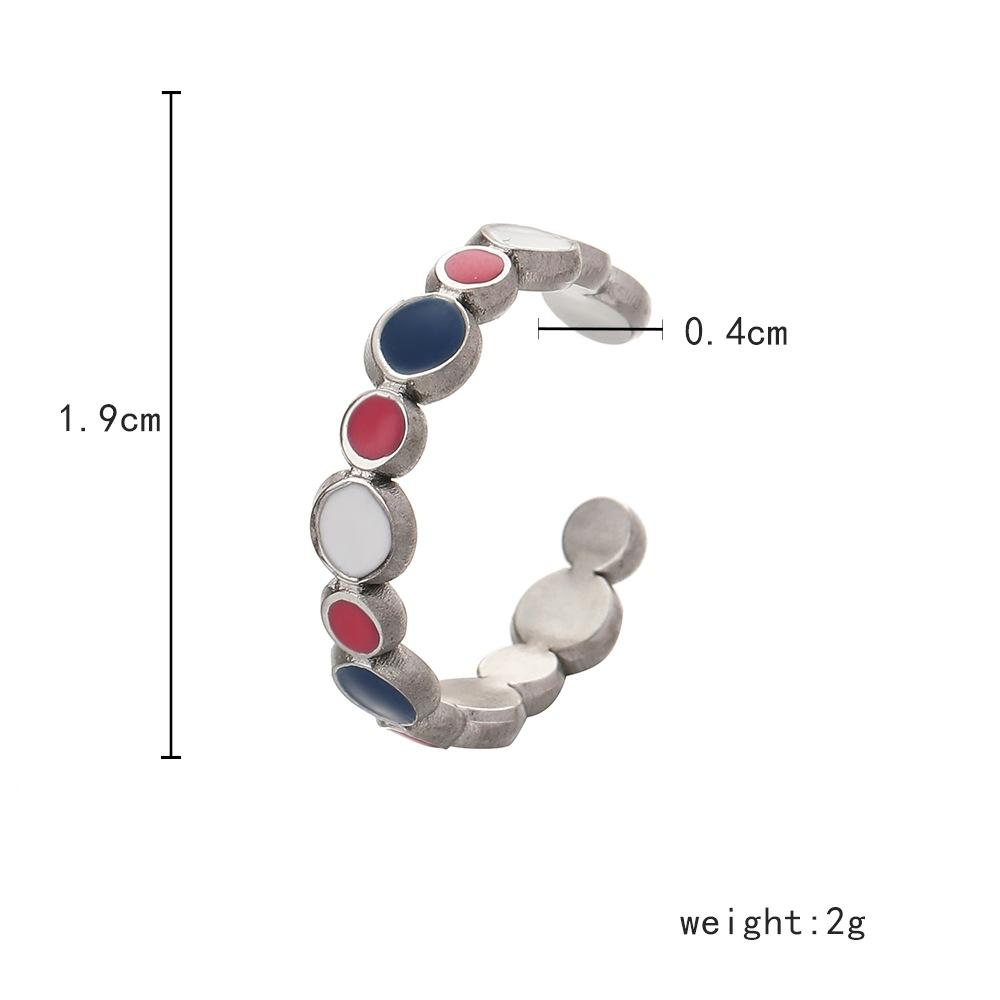 Simple and personalized all-match stainless steel women's opening adjustable drop oil weaving pattern ring