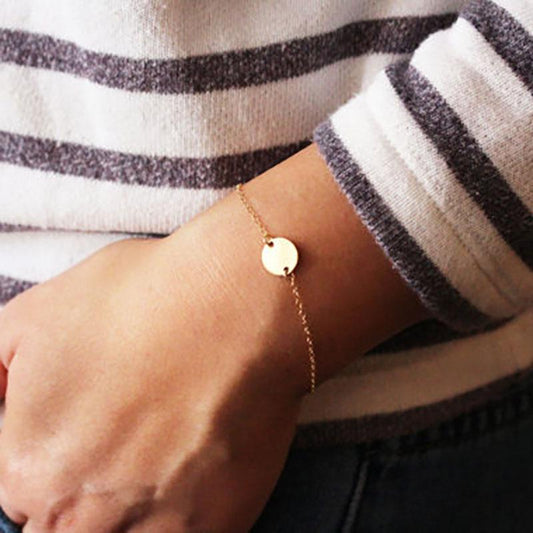 Boutique Gift Ladies Autumn Round Copper Pendant Simple Bracelet