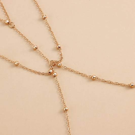 Ornament Simple Sexy Cross Bead Chain Chest Chain Female Sweet Cool Night Hanging Neck Tassel Body Chain