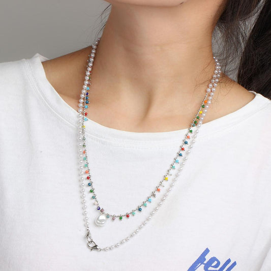Mask lanyard necklace creative pearl chain colorful beads special-shaped pearl pendant glasses chain adjustable