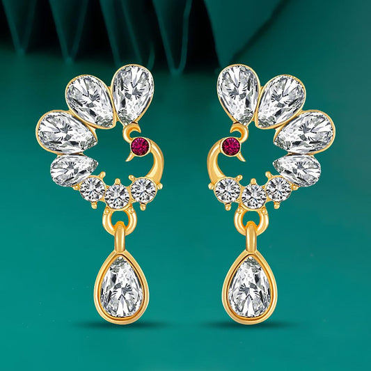 New Chinese style peacock earrings female retro fashion light luxury inlaid zircon phoenix earrings stud earrings national tide earrings